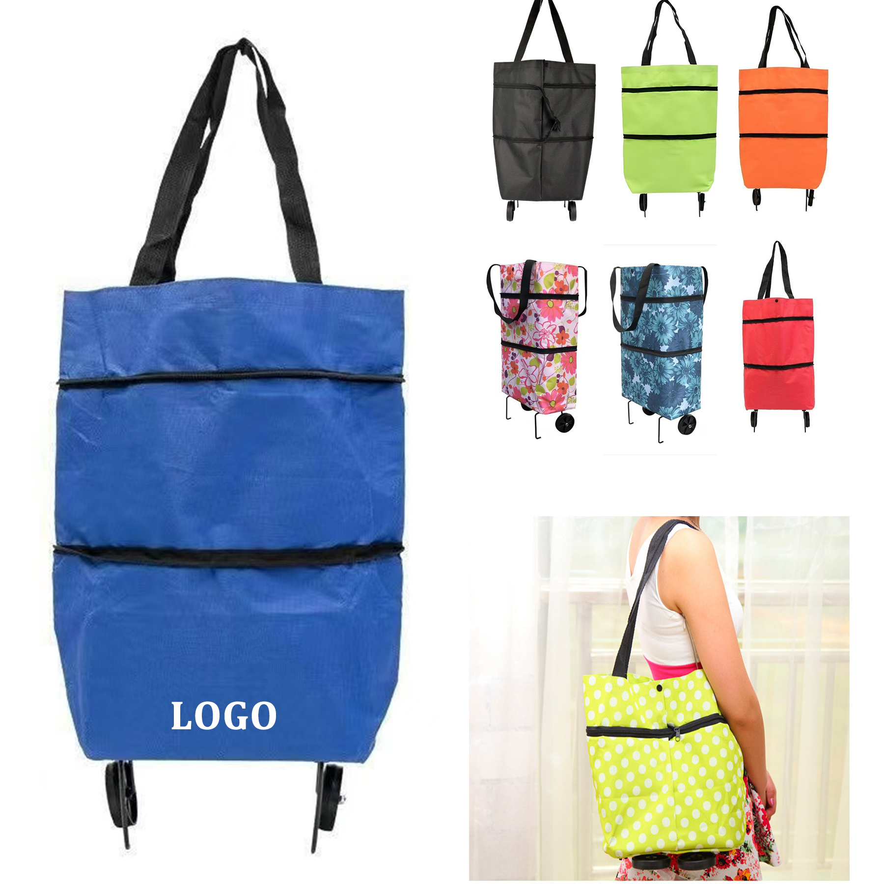 Collapsible Shopping Cart with 360° Swivel  1