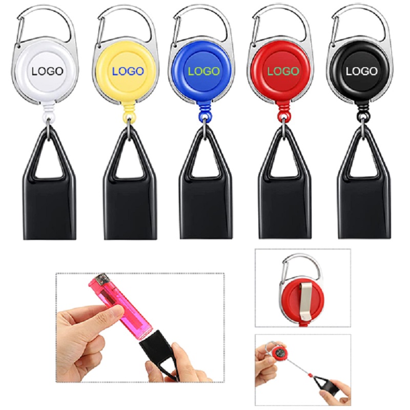 Retractable Lighter Holder Badge Reels W/ Metal Clip 1