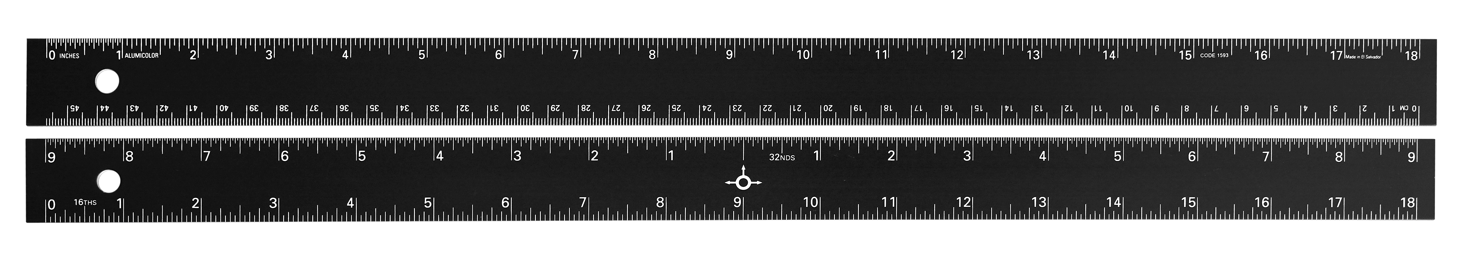 18" Straight Edge Aluminum Ruler with Center-Finding Back 3