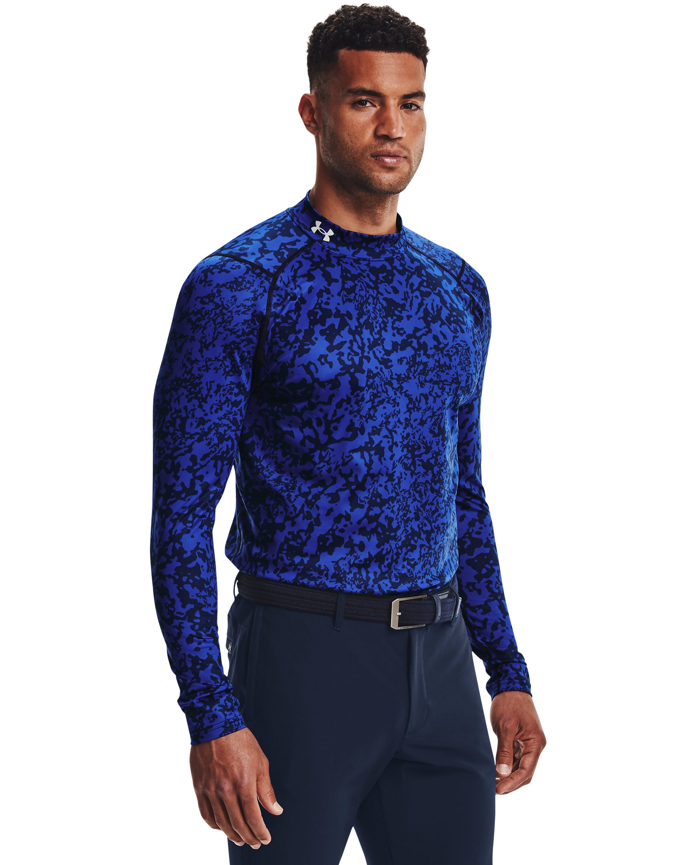 Men's ColdGear Infrared Printed Long Sleeve Golf Mock  2