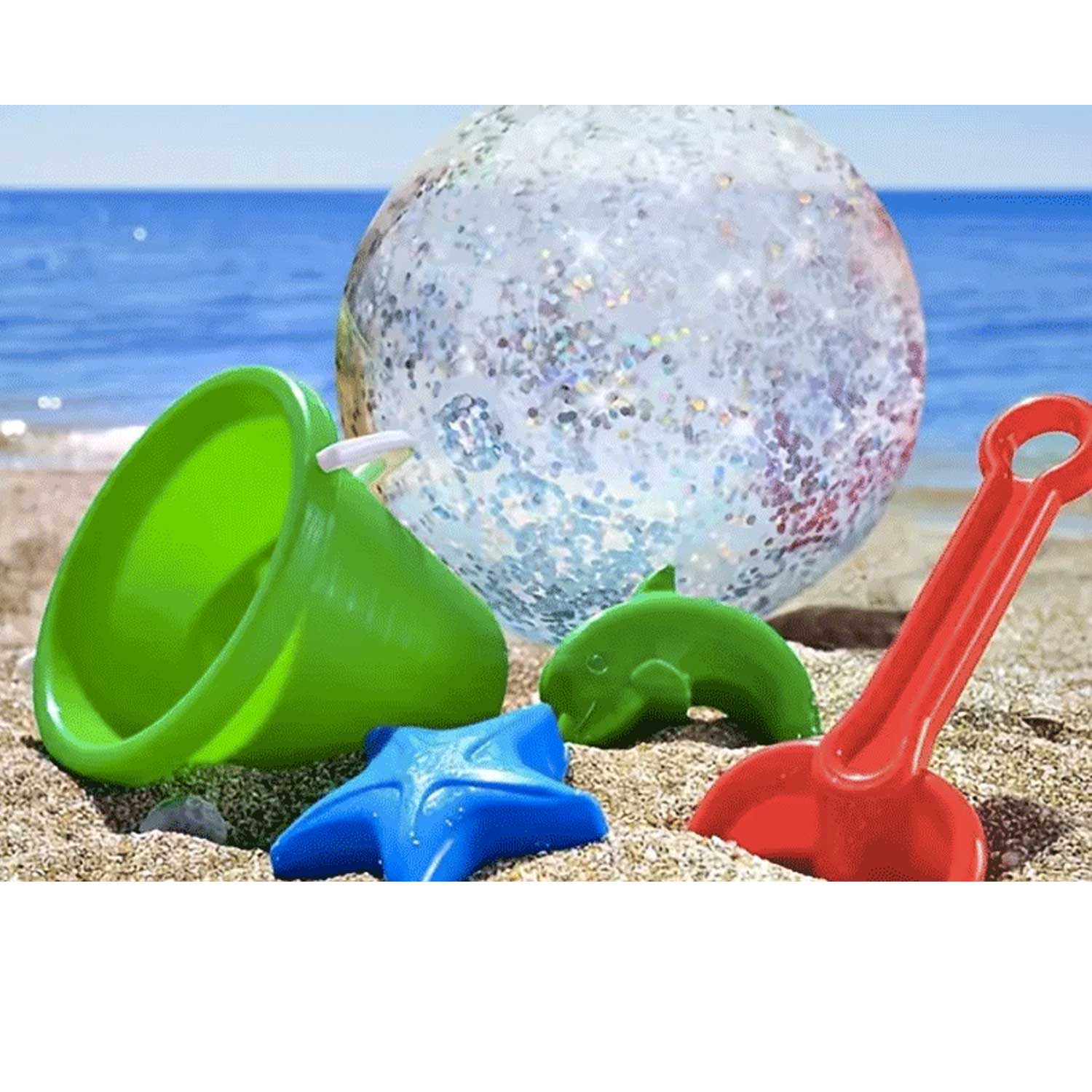 16/24in PVC Inflatable Beach Ball - Transparent Glitter Toy 9
