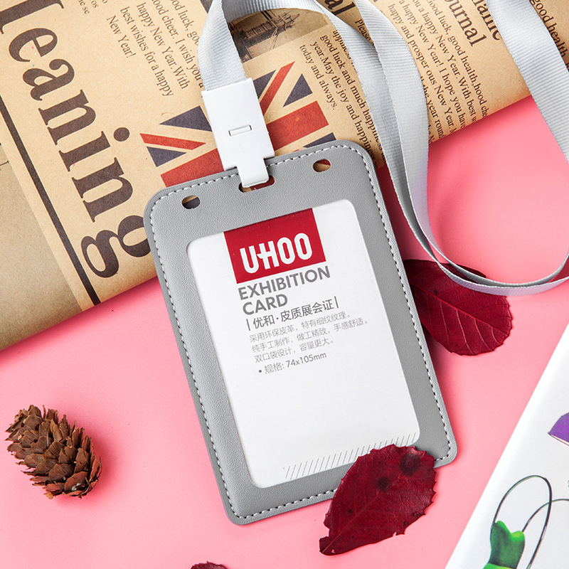 Leather ID Badge Holder with Lanyard 9