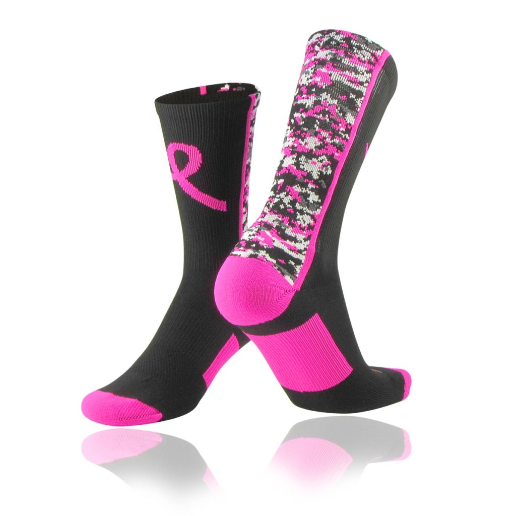 Pink Awareness Sports Socks Digital Camo Crew 1