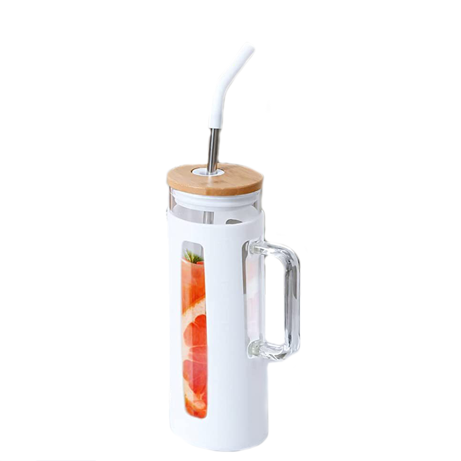 20oz BPA Free Glass Straw Tumbler w/ Handle 3