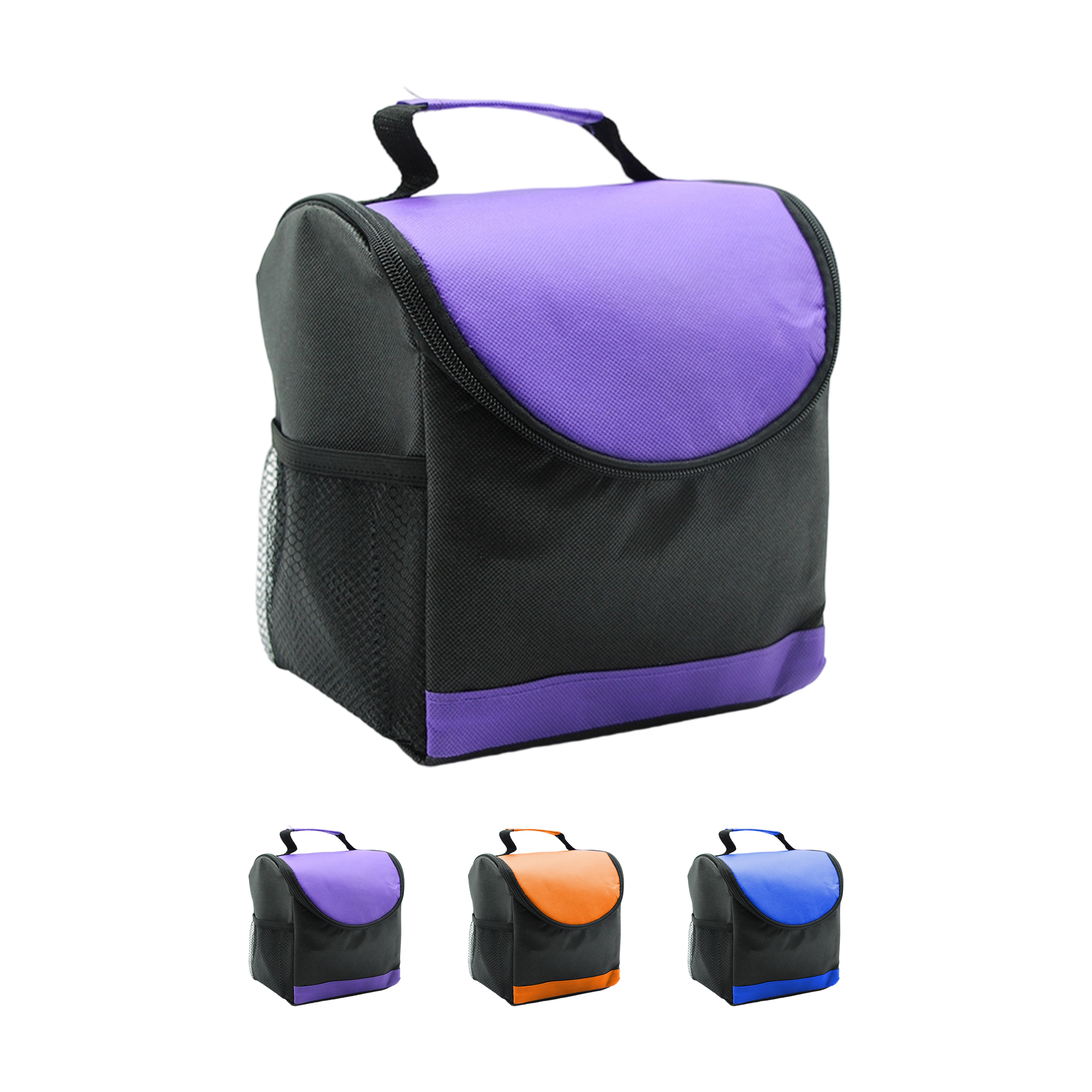 Non Woven Insulated Lunch Cooler Bag With Mesh Pocket 6