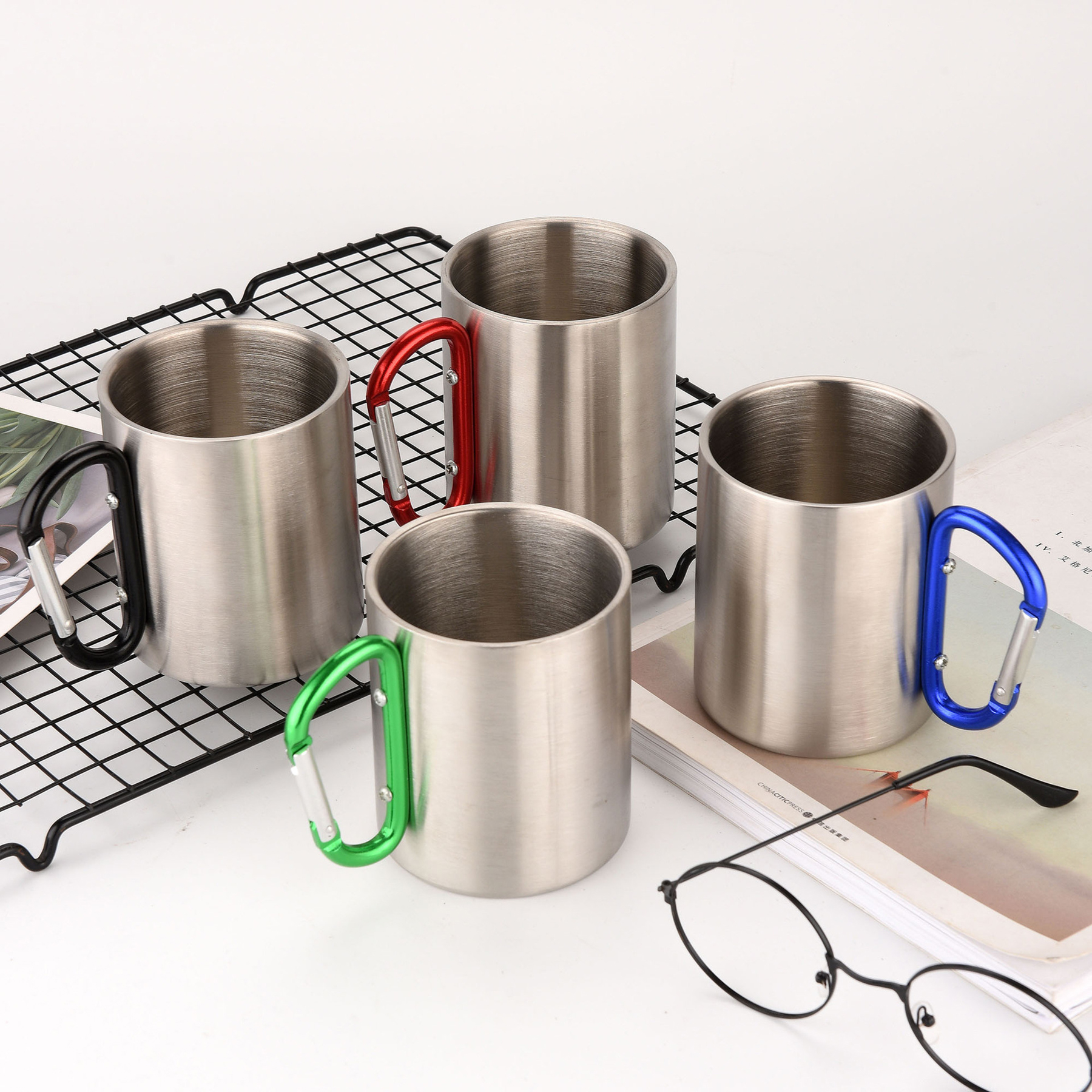 300ml Outdoor Stainless Steel Mug Cup with Carabiner 3