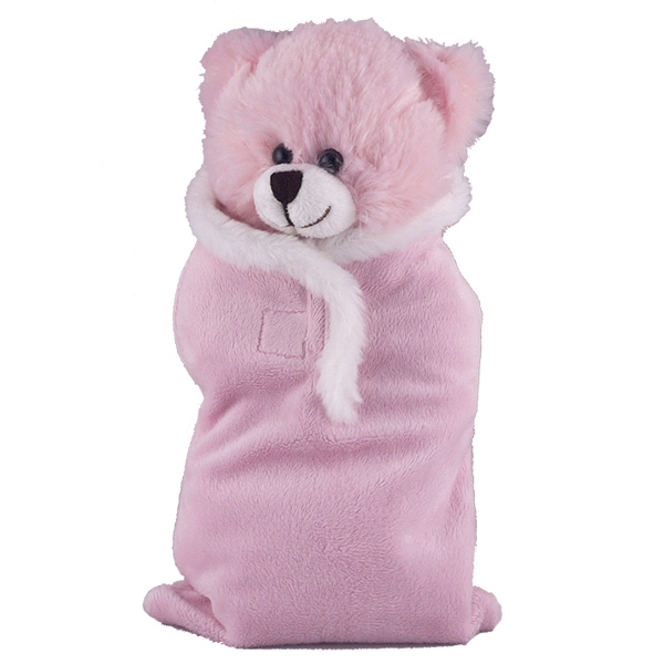Soft Plush Pink Bear in Baby Sleep Bag Stuffed Animal