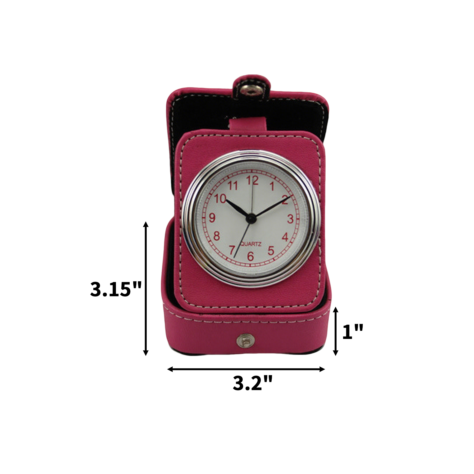 Folding Faux Leather Travel Alarm Clock With Analog Movement 4