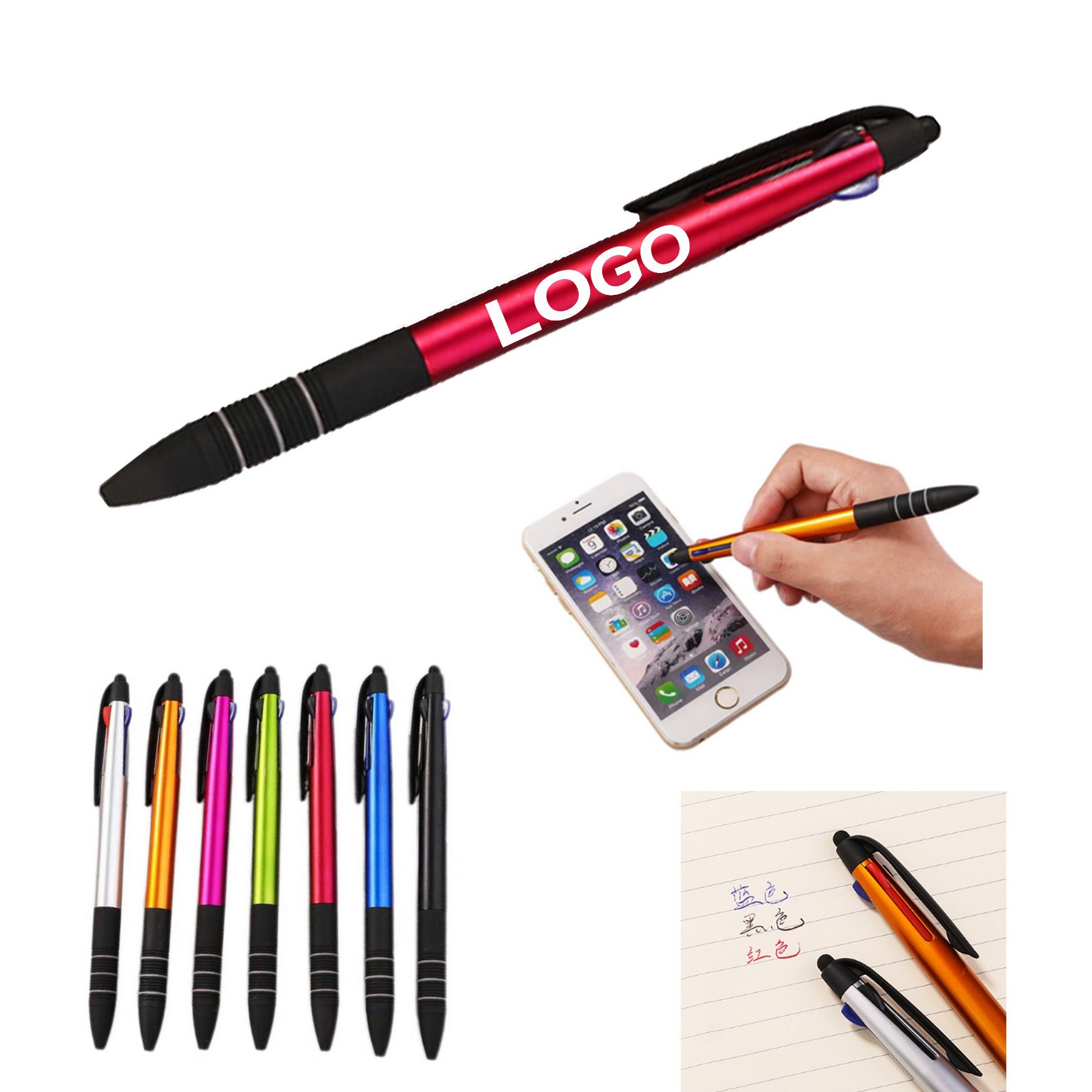 Plastic Three -Color Electric Capacity Bead Pen
