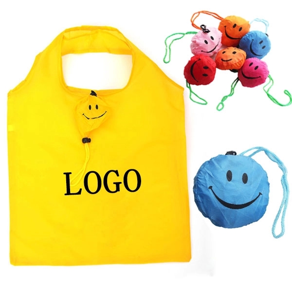 Smile Face Foldable Shopping Tote Bag, custom tote bag with logo imprint 8