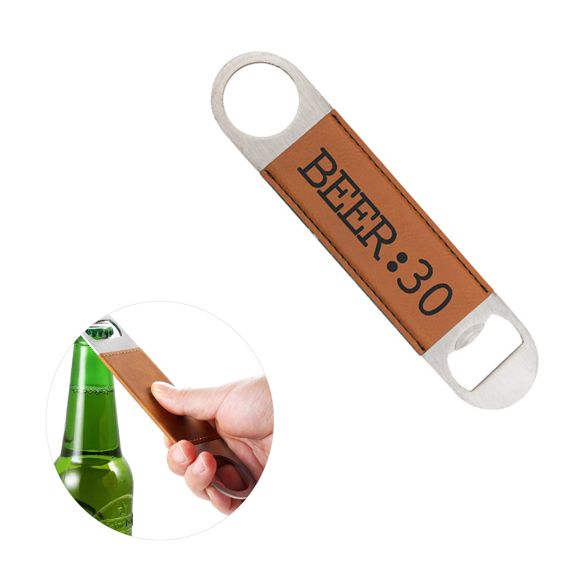 Brown Leatherette Bottle Opener 4