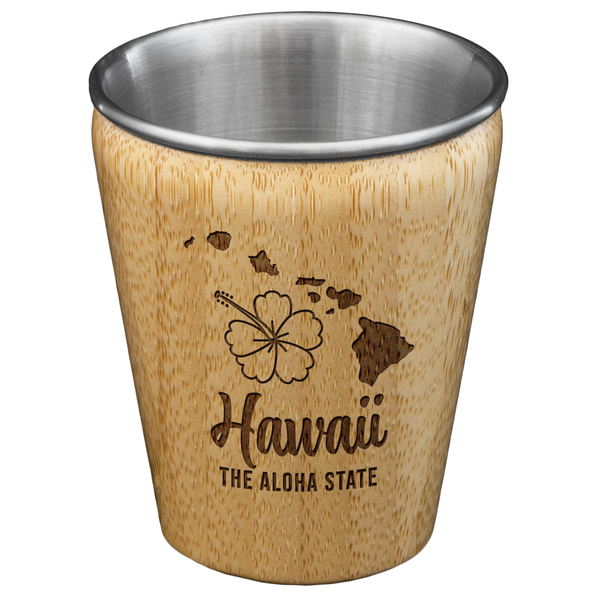 Hawaii State Bamboo and Stainless Steel Shot Glass