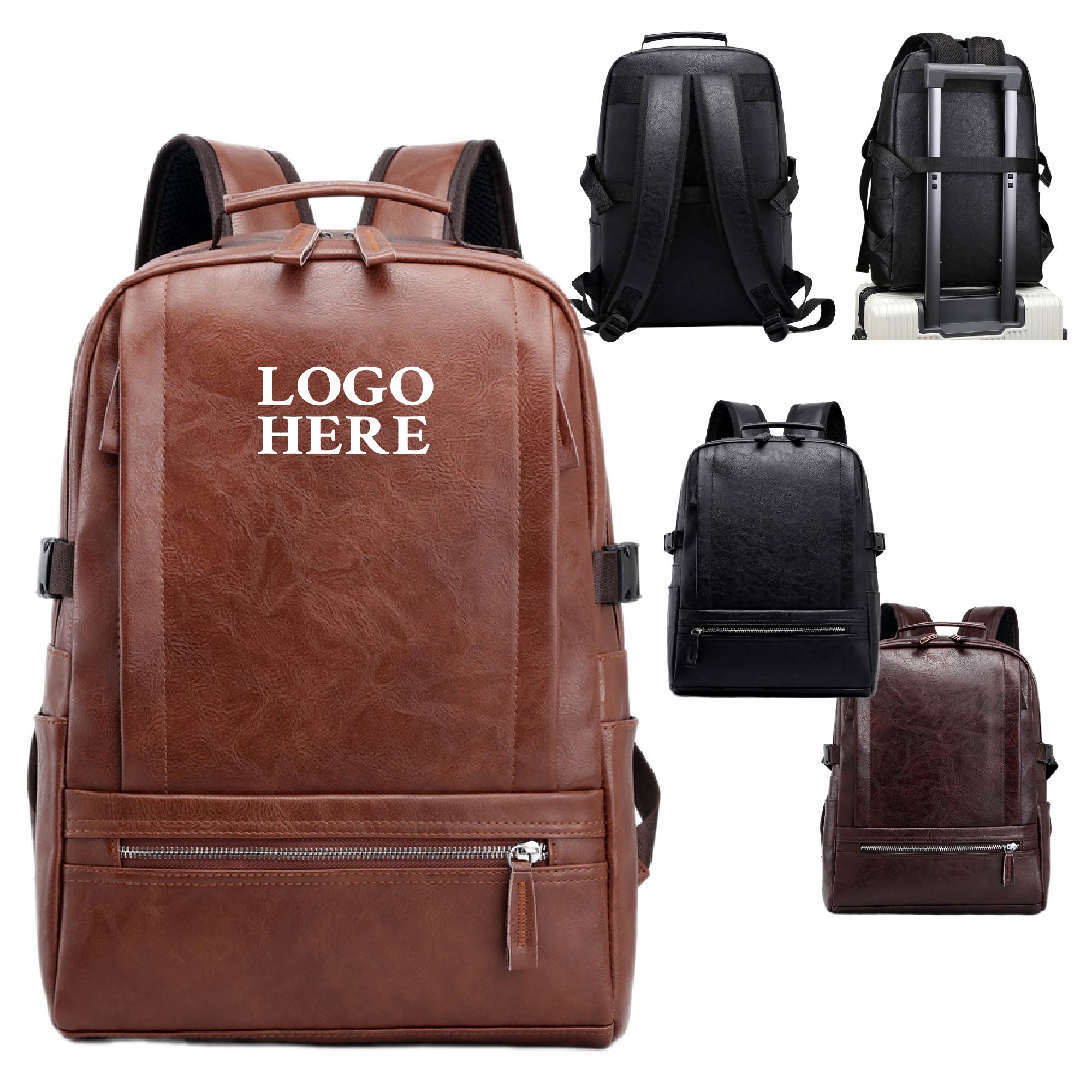 Business PU Leather Backpack 2