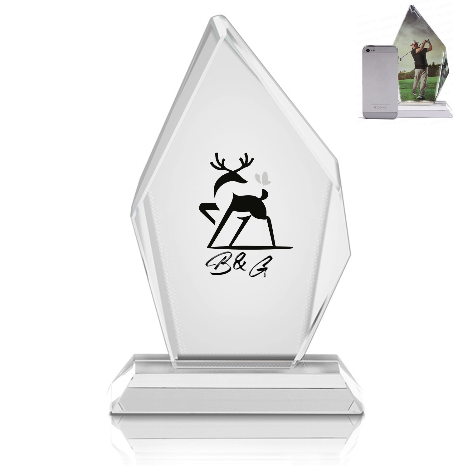 6 Square Inch Custom Acrylic Desk Plaque W/ Stand 1