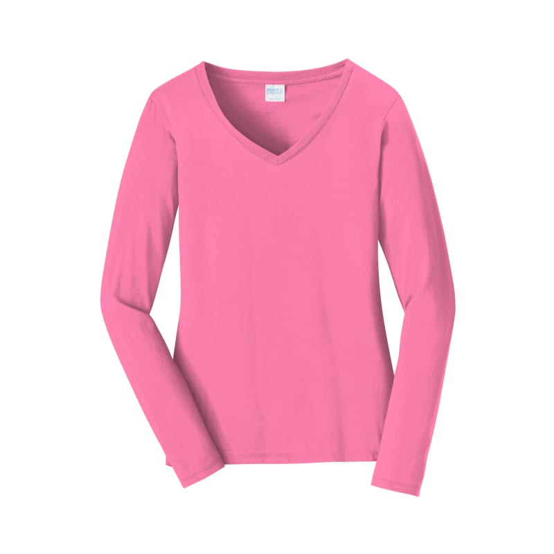 Port & Company Women's Long Sleeve Fan Favorite V-Neck Tee. 99