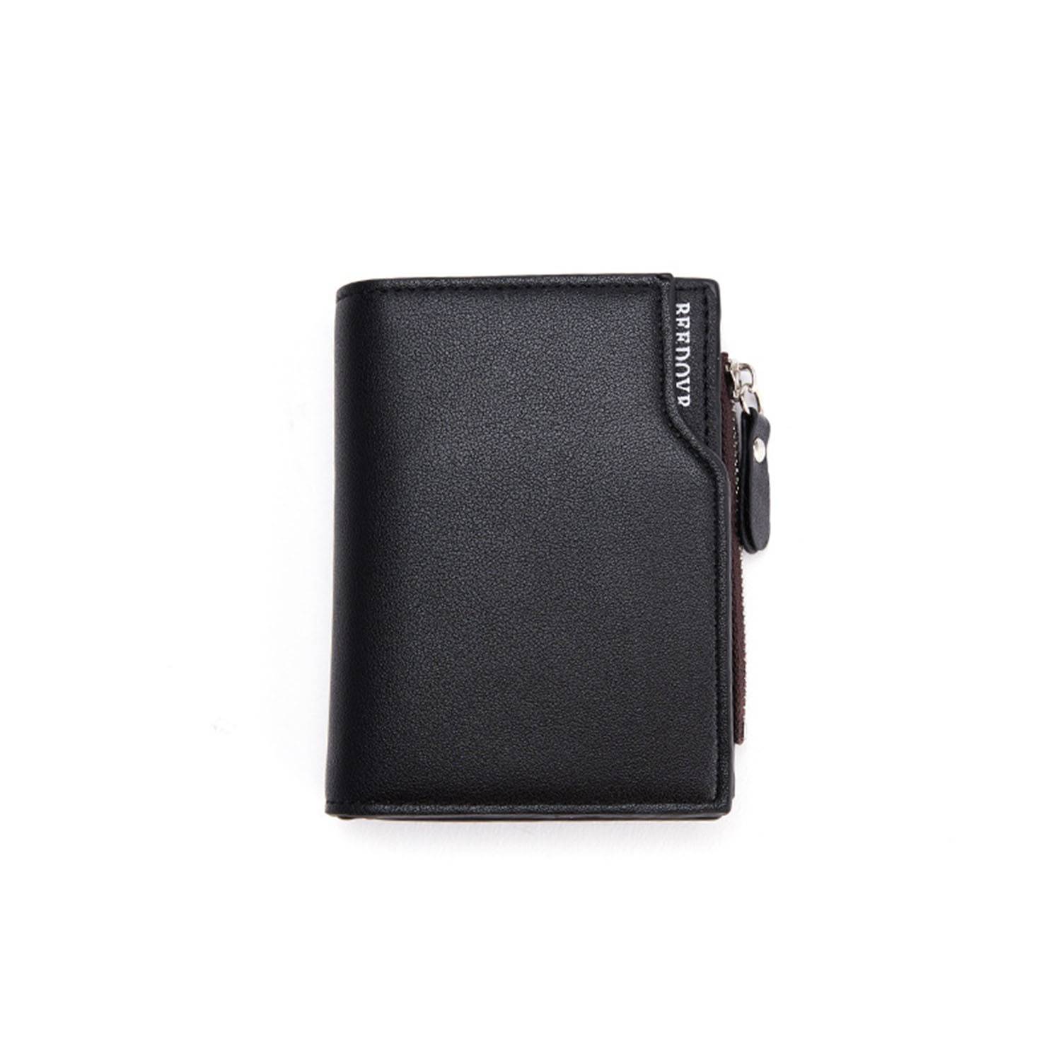 PU Leather Short Zipper Fashion Vertical Wallet For Men 5