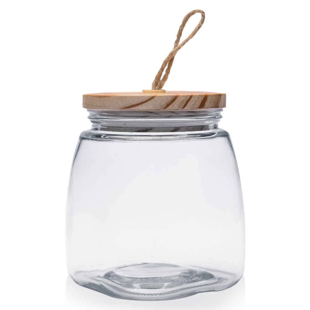 64 oz. Glass Candy Jars with Suction Wooden Lid 16