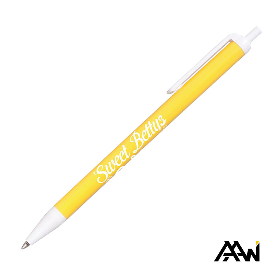 Value Slim Pen w/Glossy Colored Barrel - Matte White Accent 20