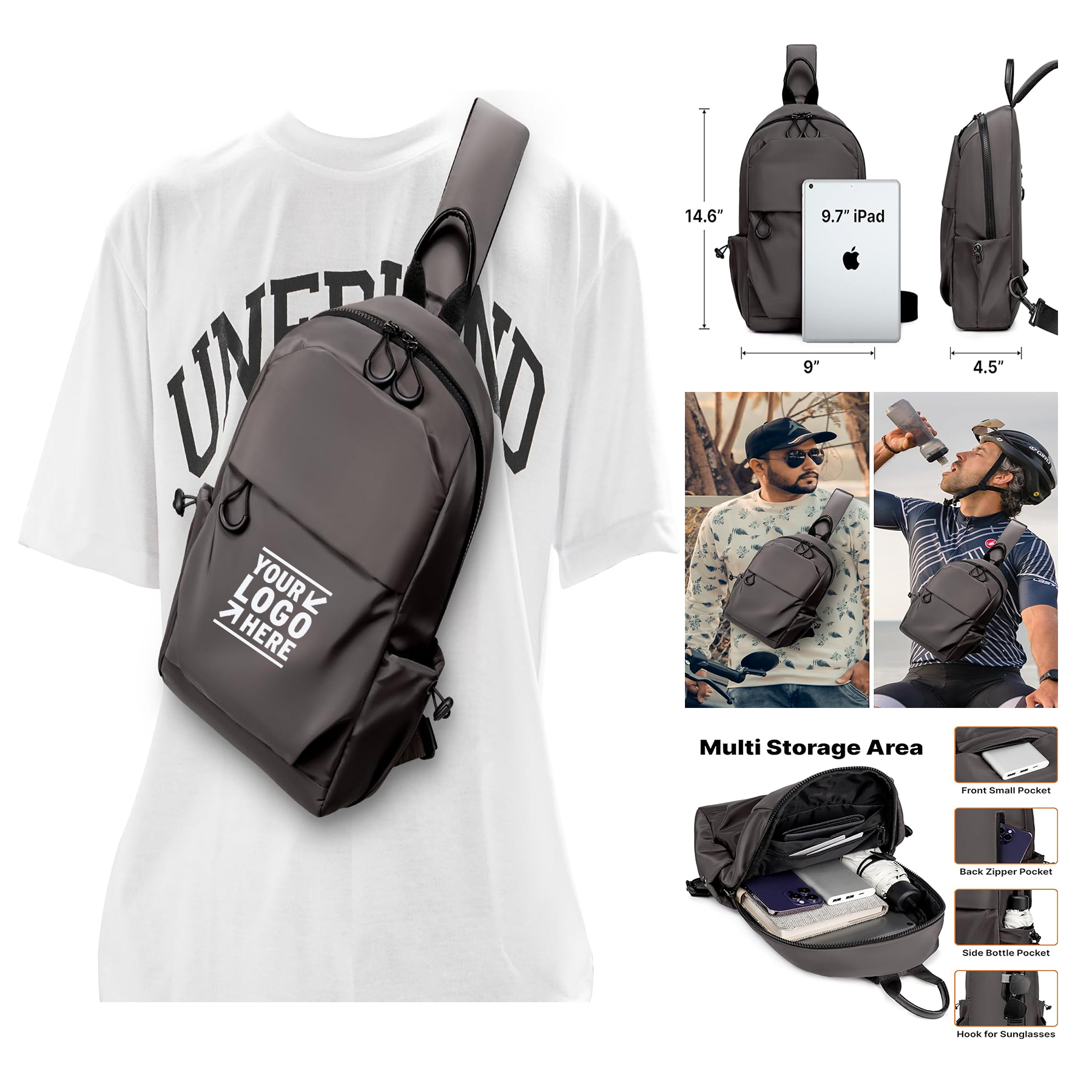 Crossbody Backpack Travel Daypacks Chest Pack Outdoor Shoulder Men One Strap Small Sling Bag 2