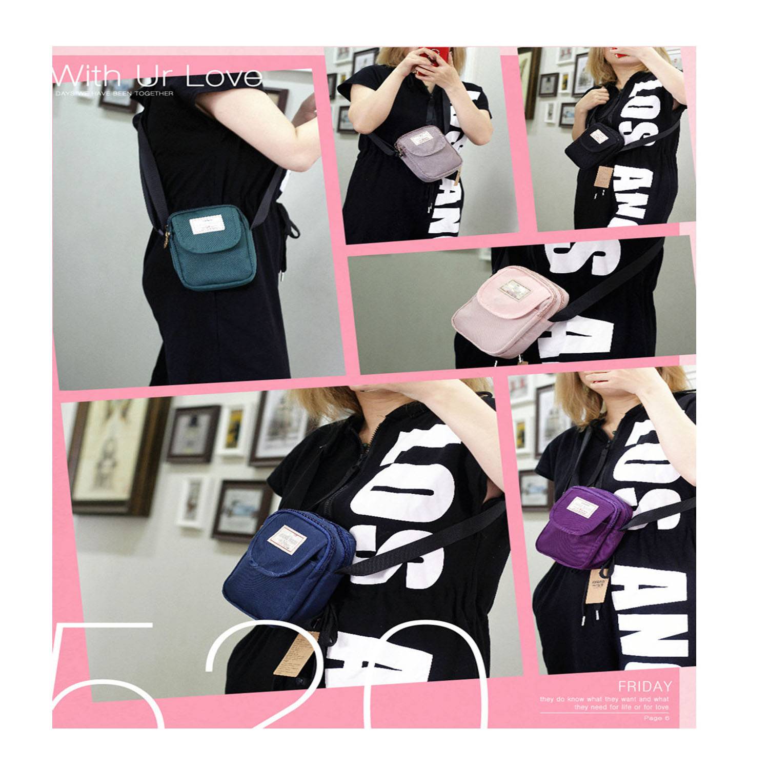 Outdoor leisure vertical square mobile phone satchel 5
