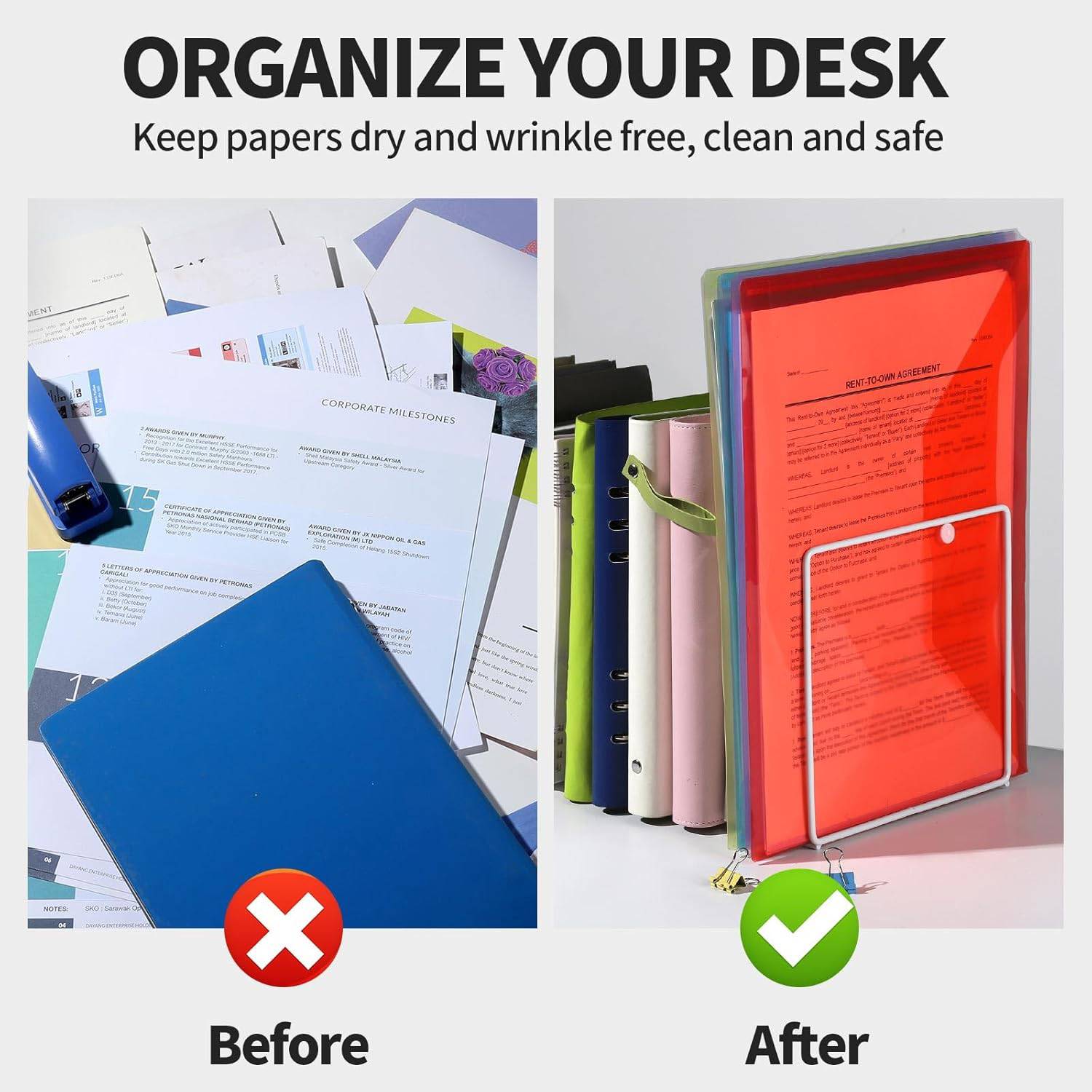 A4 Transparent Office File Folder with Button Closure 12