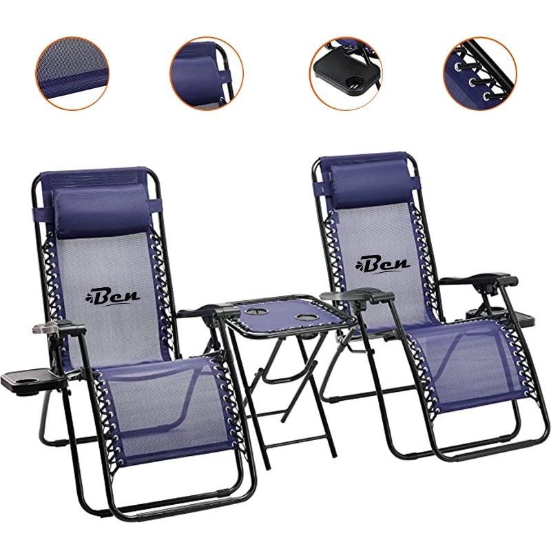 Adjustable Folding Lounge Chair With Table And Pillow 9
