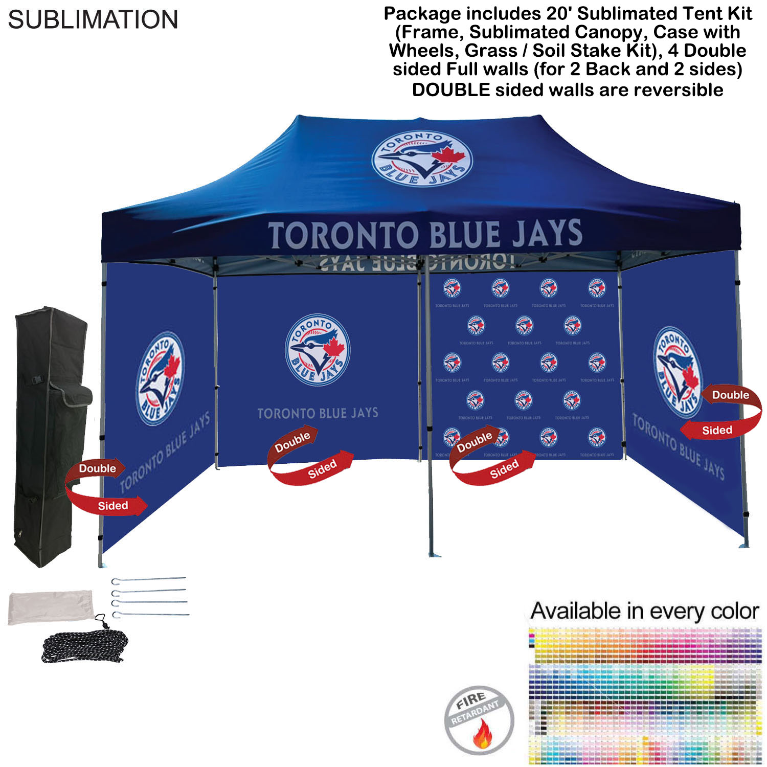 48Hr Quick Ship -Full Privacy Tent Package 1, 20' Tent, 4 Double sided Full walls (back and 2 sides) 7