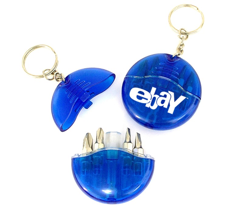 Mini 4-in-1 Screwdriver tool set with split keychain
