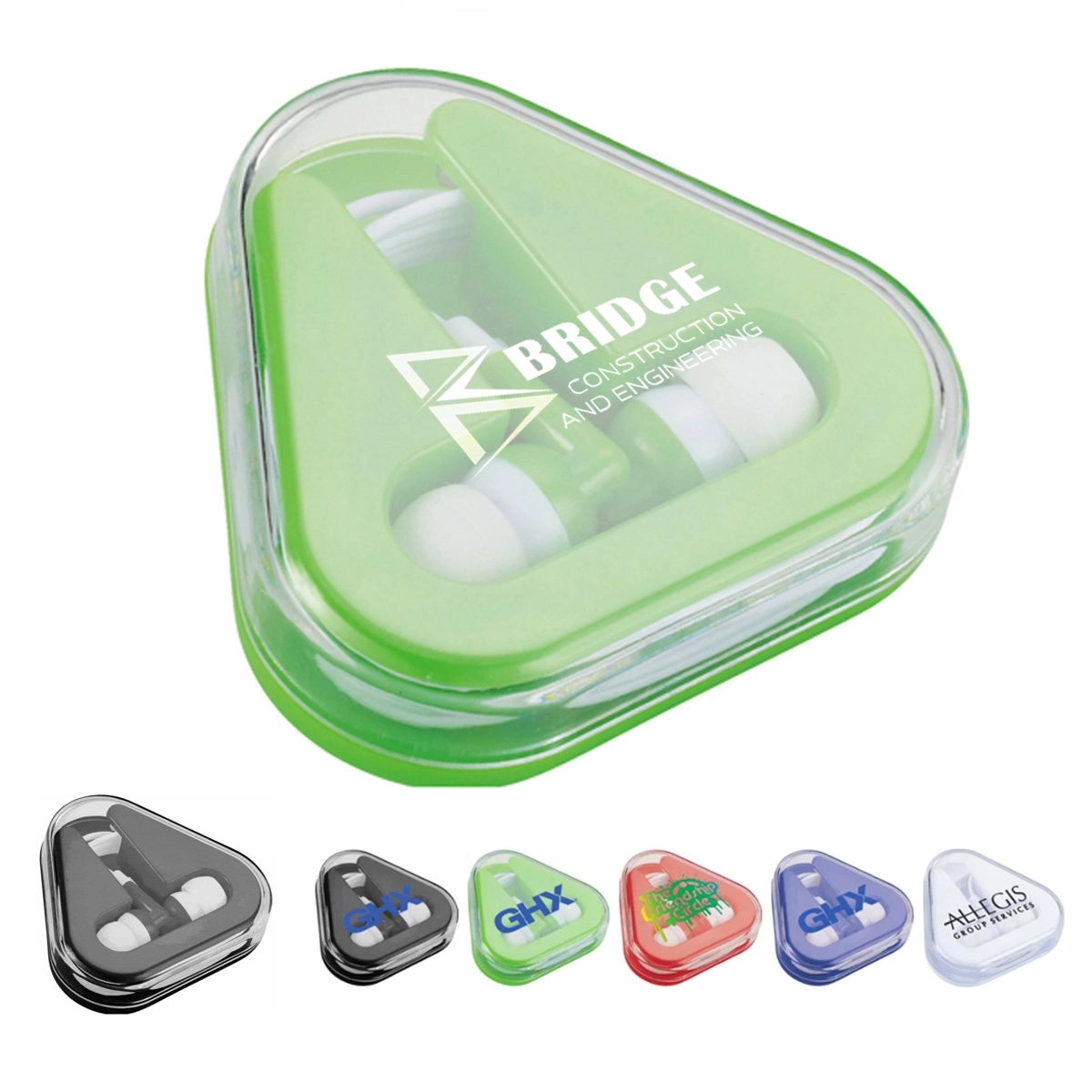 Promotional Earbuds Triangle Case printed Portable Earbuds 3
