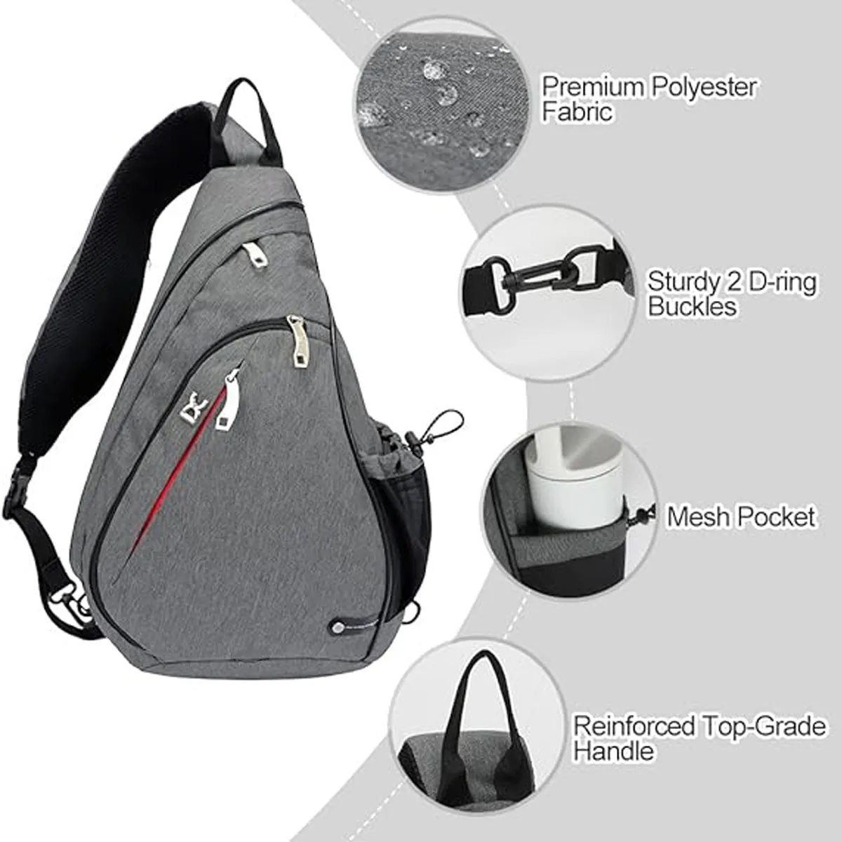 Adjustable Large Capacity Walking Hiking Crossbody Sling Bag 4