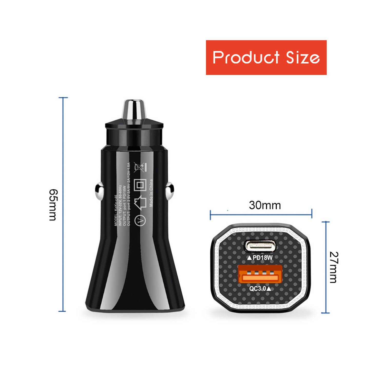 12W PD+USB Mini Fully Compatible Mobile Car Charger 9