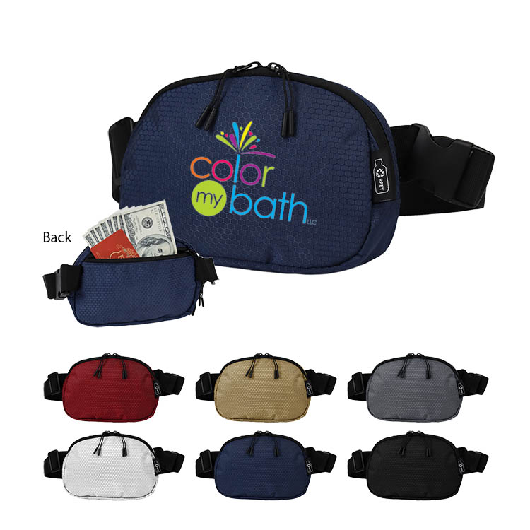Water-Resistant 100% RPET 420D PU layer Belt Bag w/Adjustable Strap 6