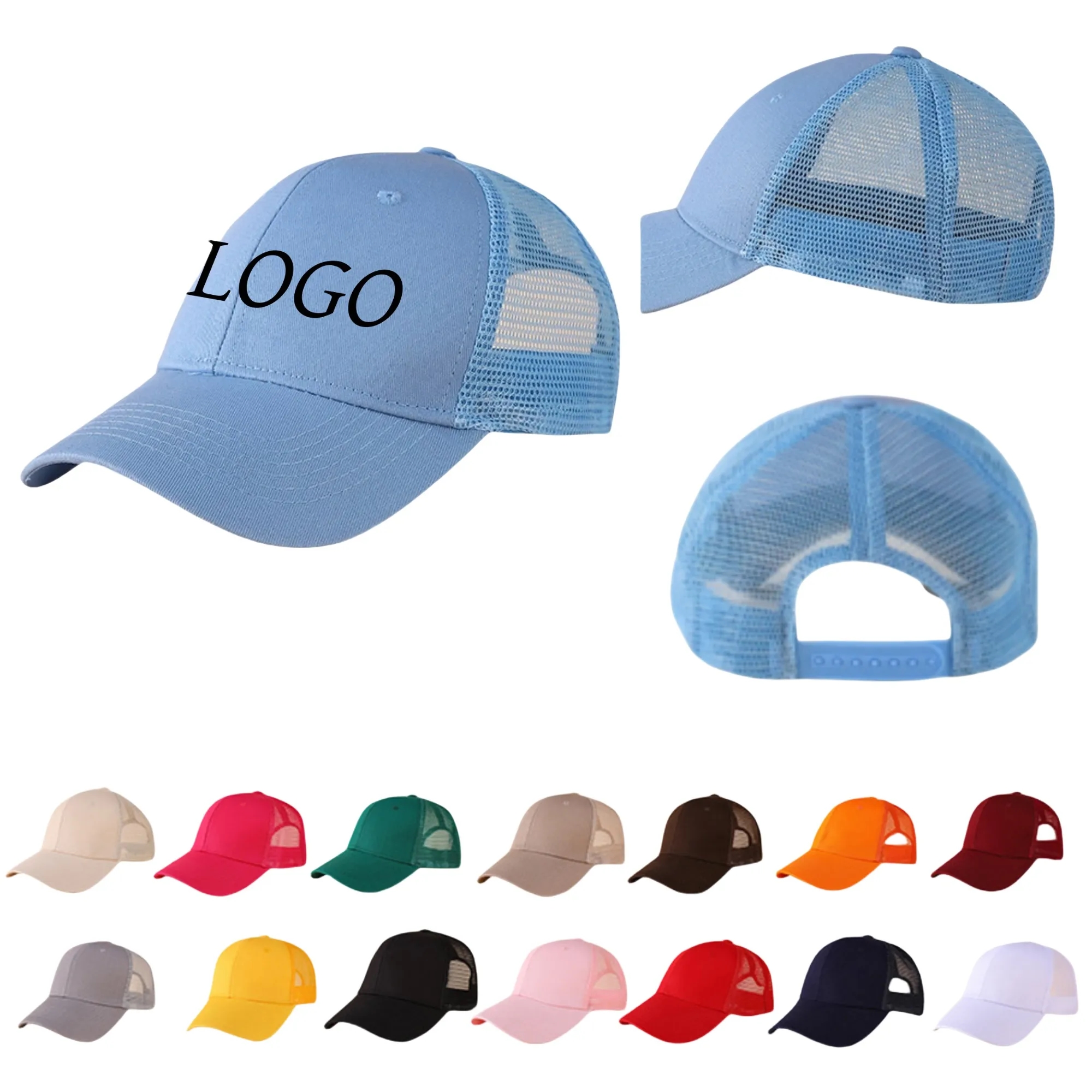 Cotton 6 panel structure semi-net truck cap 7
