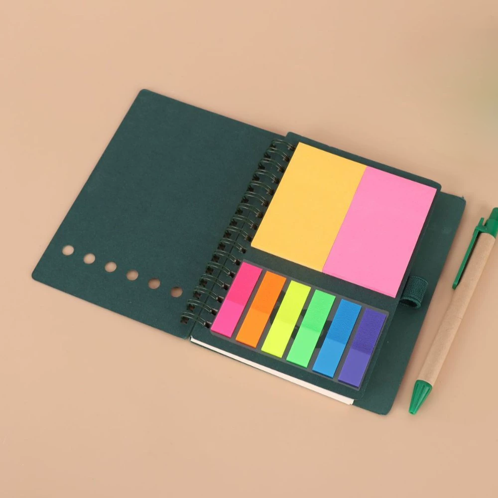 Kraft Spiral Notebook With Pen & Sticky Note Set 4