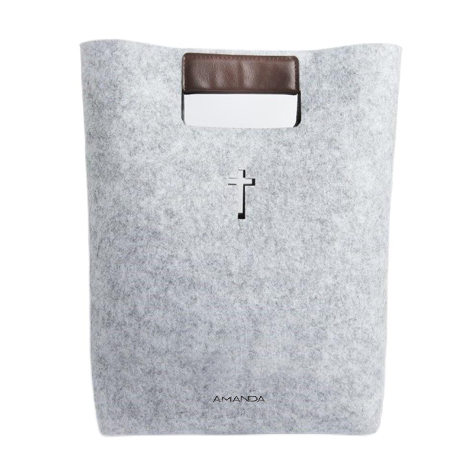 Carved Cross Felt Bible Church Outdoor User Thick Tote Bag 4