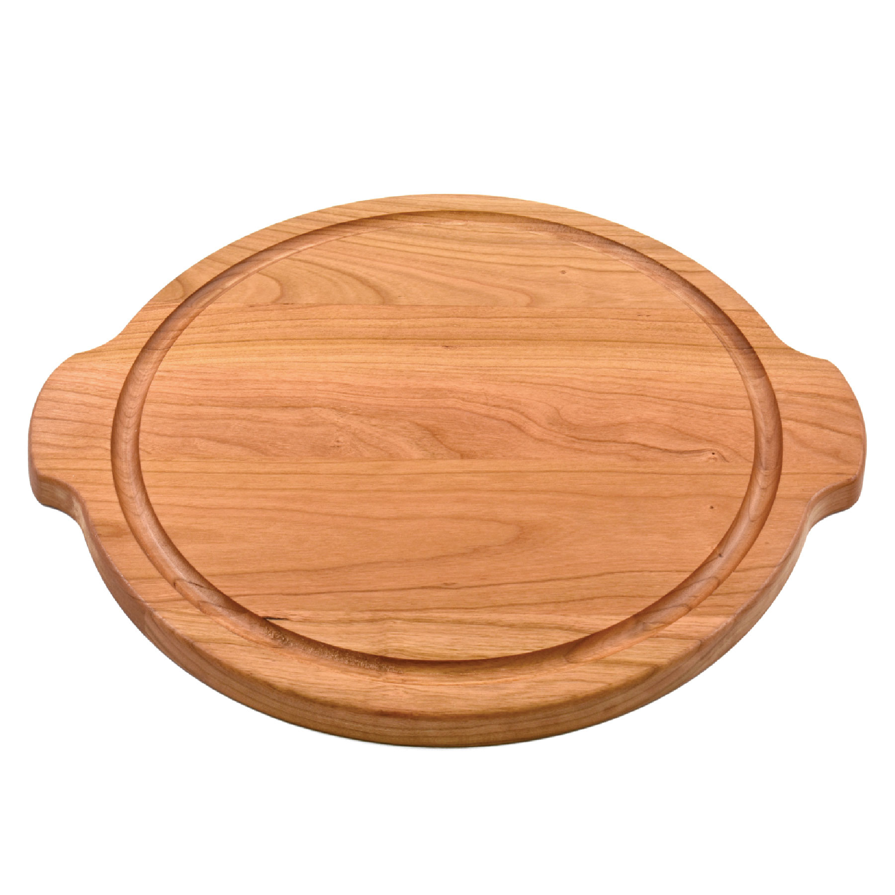 12" Cherry Round Cutting Board w/ Juice Groove & Handles 5