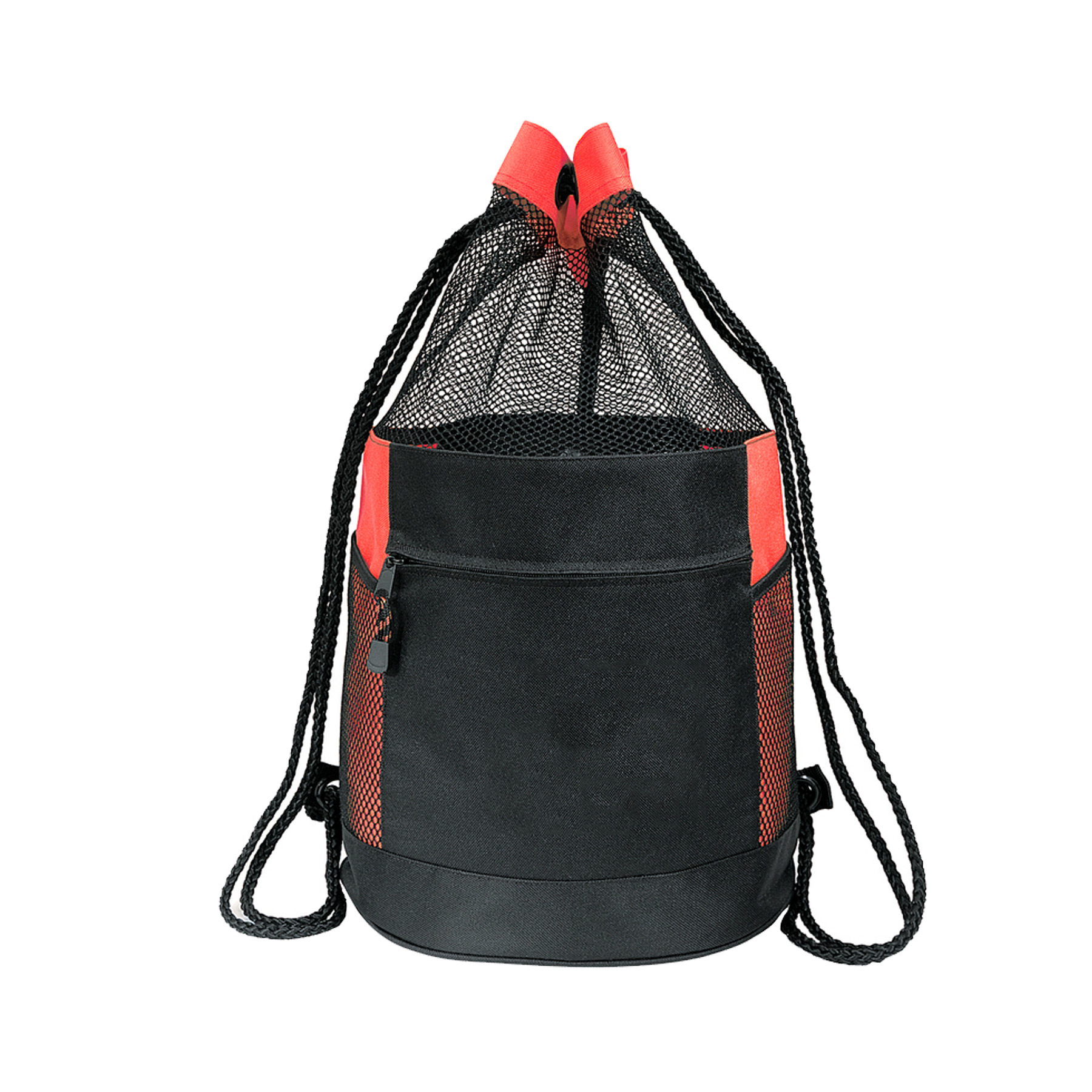 600D Polyester Drawstring Zippered Mesh Sports Pack-Close Out 6
