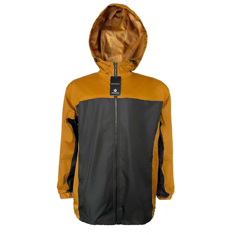 Men's Waterproof Full Zip Raincoats - Size 2XL Saddle/Gray 2