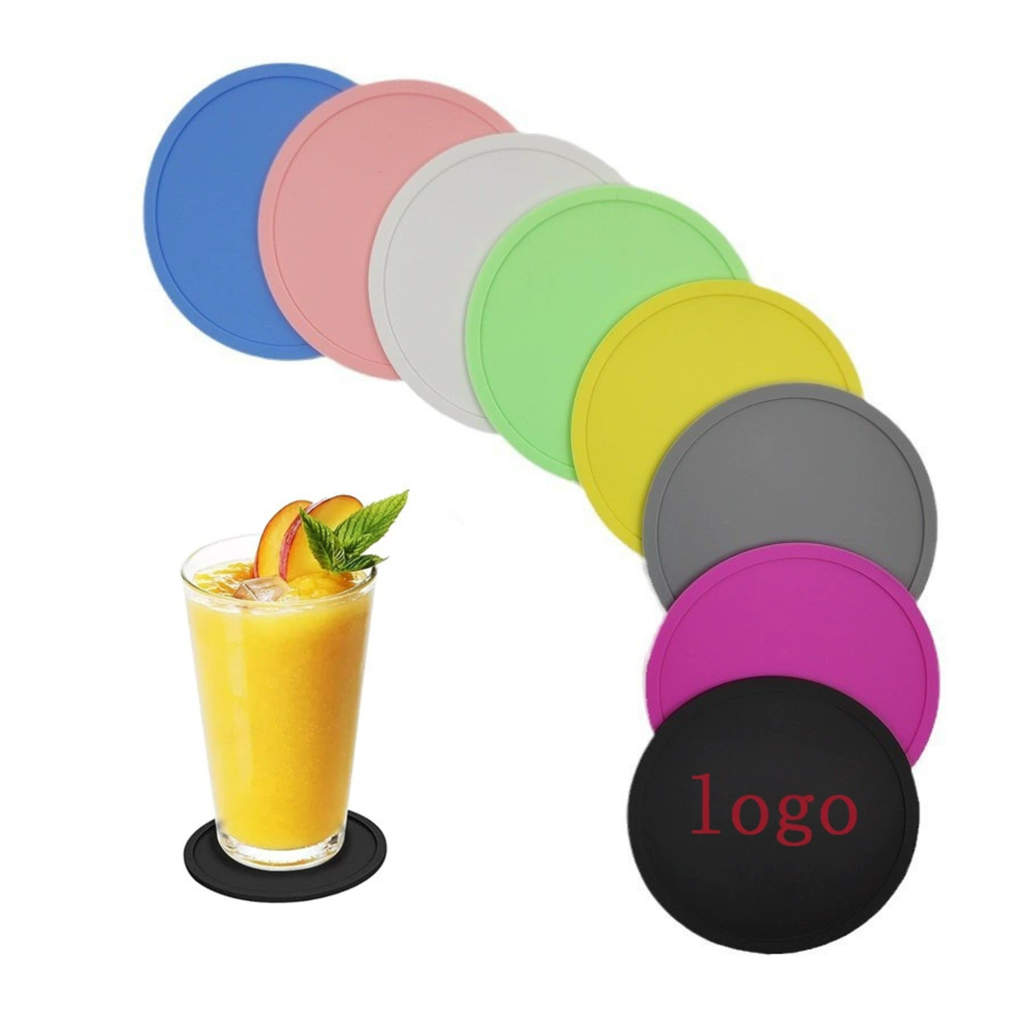 Custom Round Silicone Drink Coasters 2