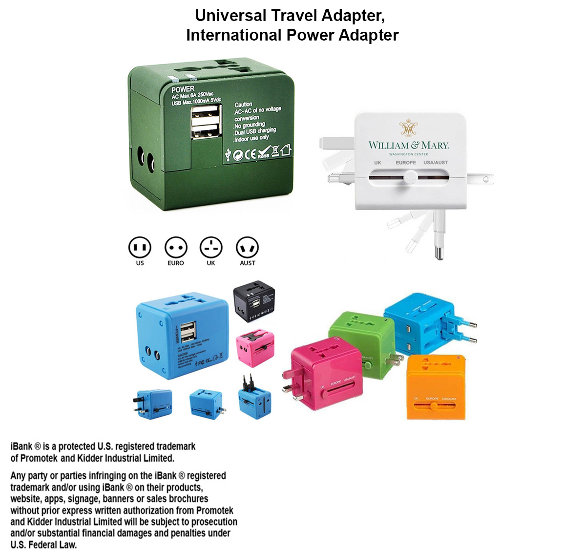iBank ® Universal Travel Adapter, International Power Adapter 2