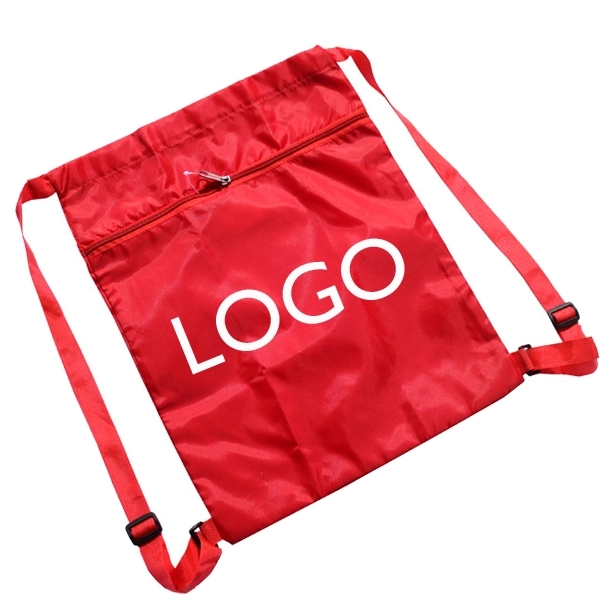 Front Zipper Drawstring Strap Bag 6