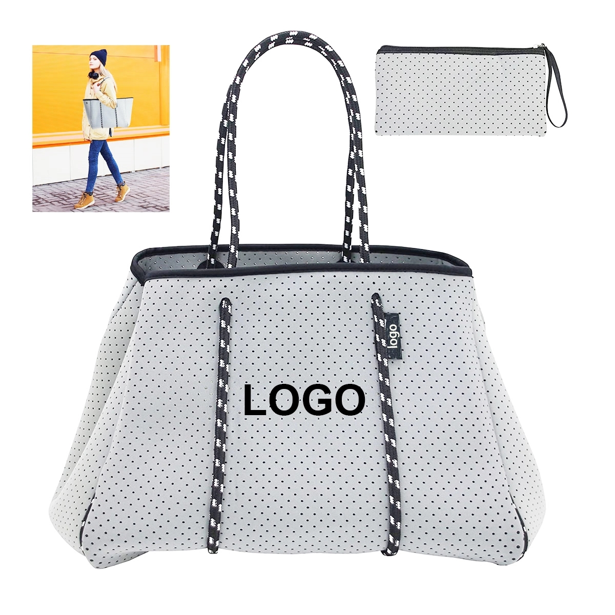 Neoprene Beach Tote Bags, custom tote bag with logo imprint 2