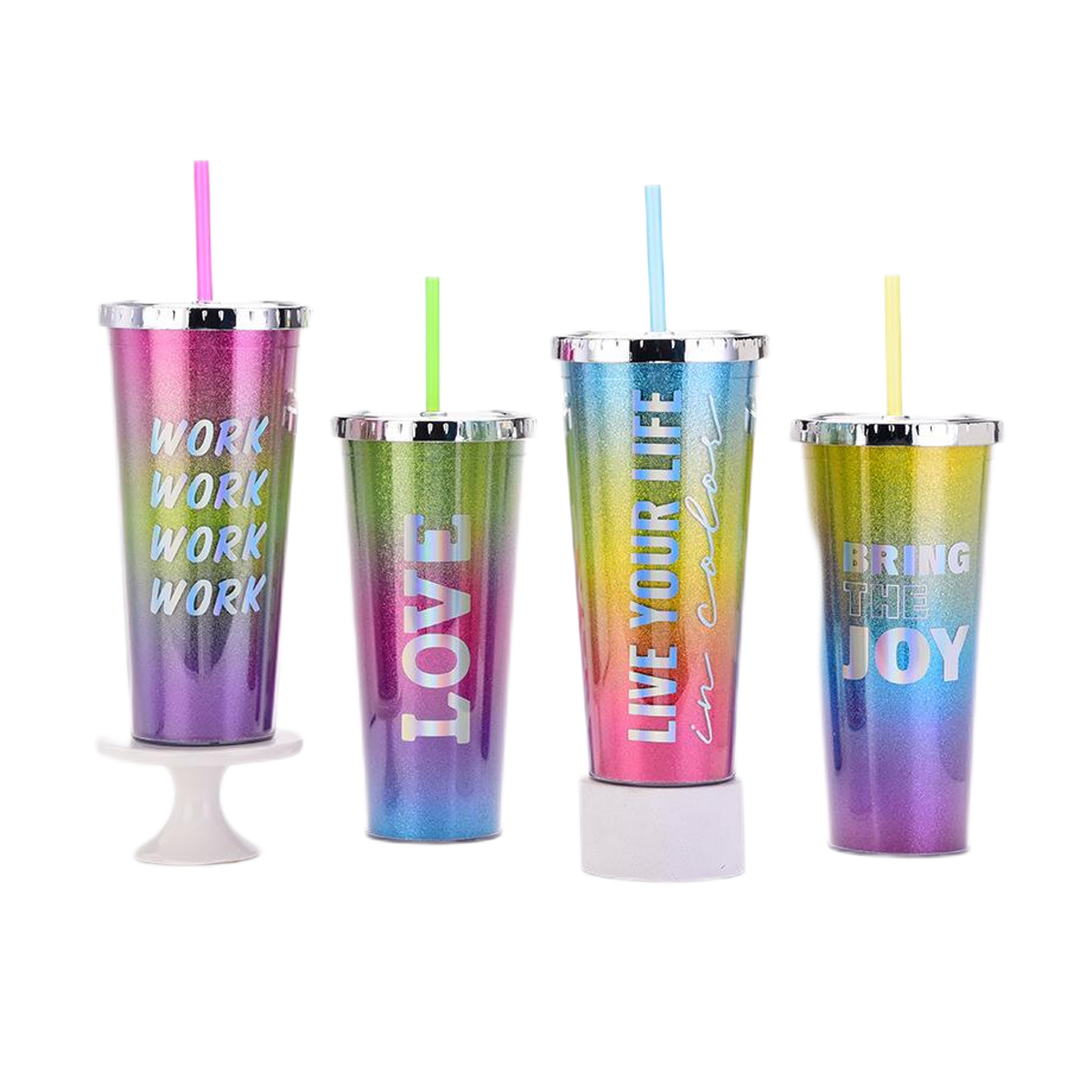 24oz Double Wall Plastic Tumbler w/Straw (direct import) 4
