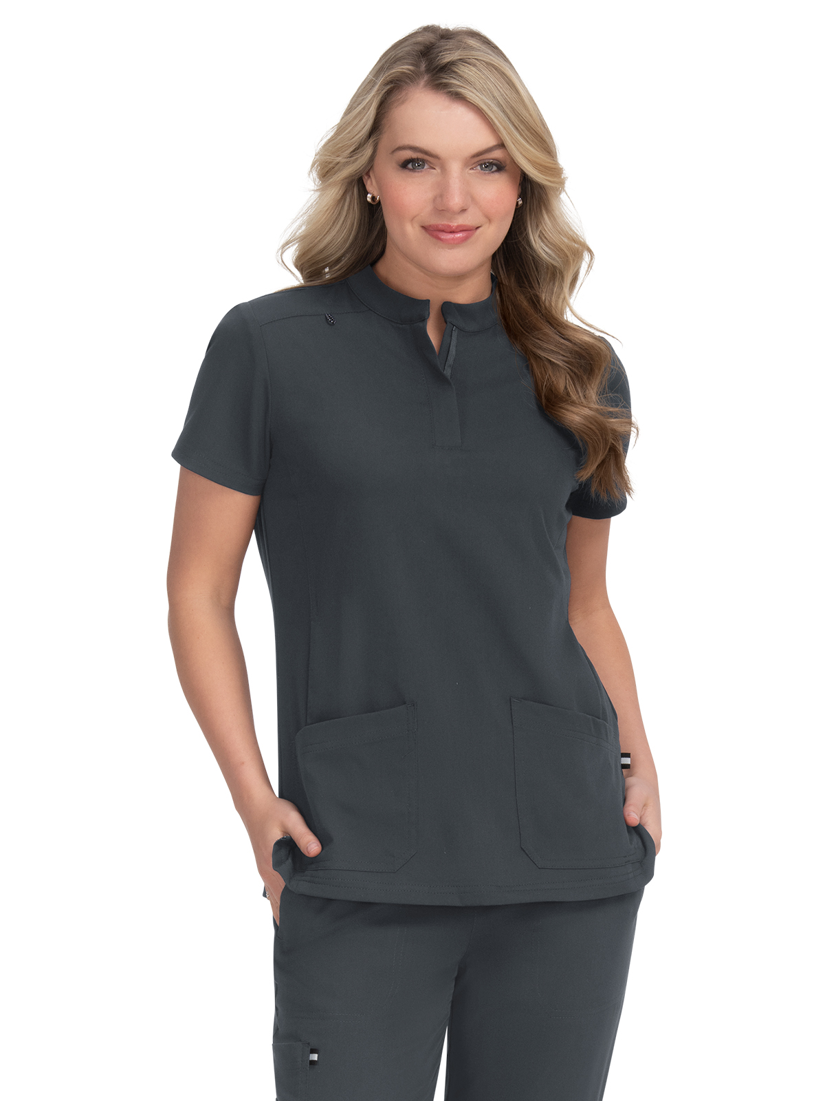 koi - Next Gen - Women's Four-Pocket Zipper-Neck Mandarin Collar Driven Top 11
