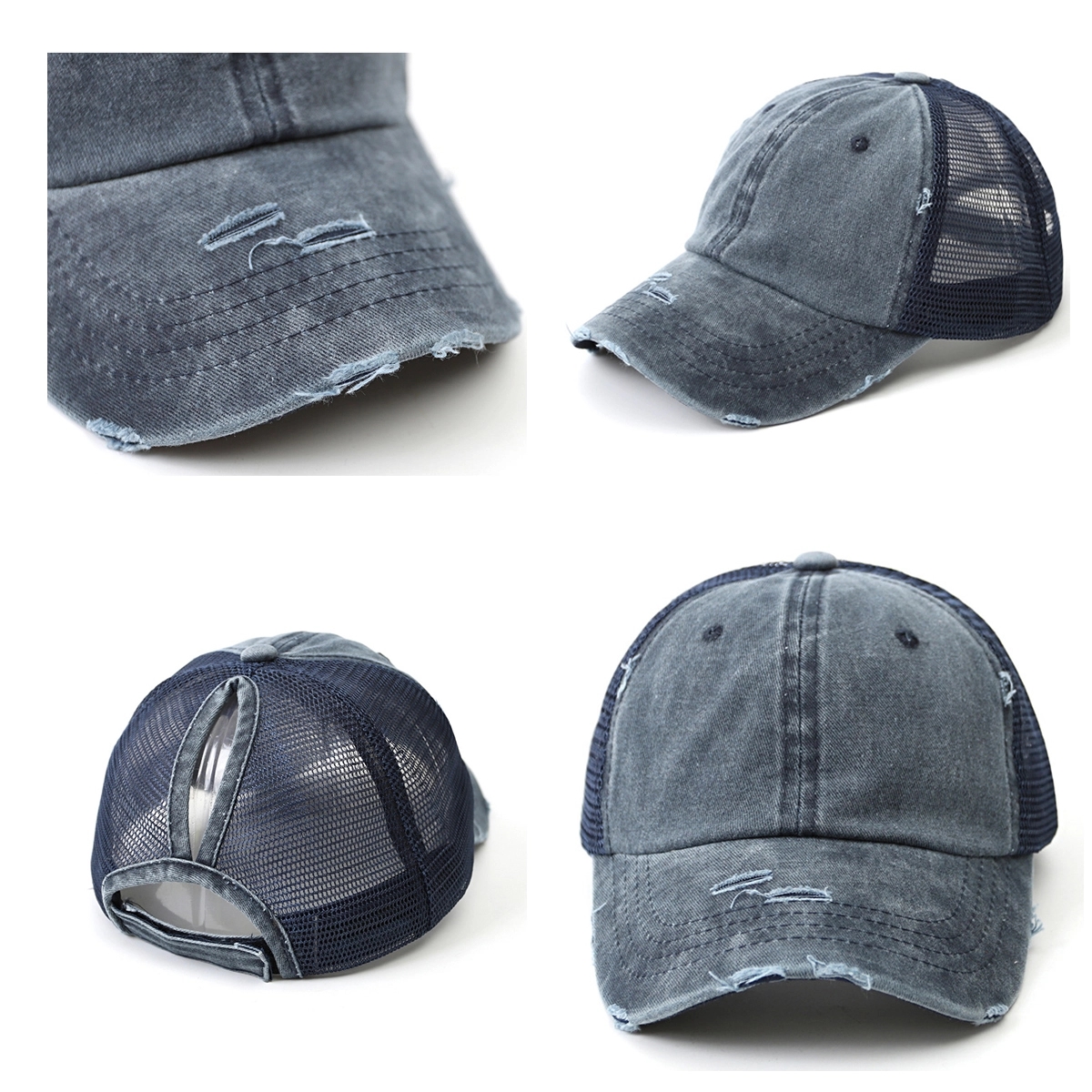 Criss Cross Ponytail Hat Messy Bun Trucker Ponycap 4