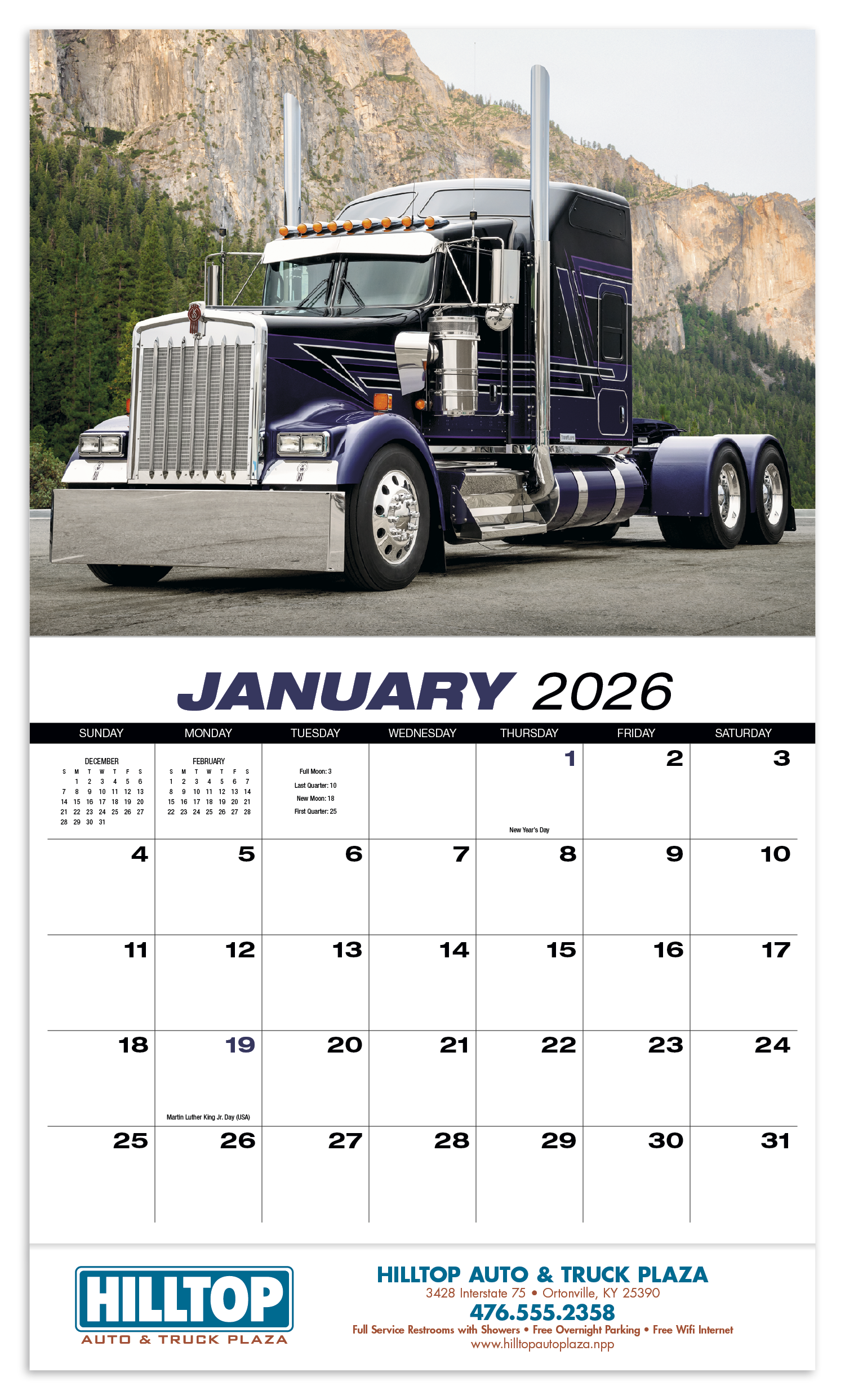 HotLine® Products 18-Wheeler Wall Appointment Calendar - Stapled 68