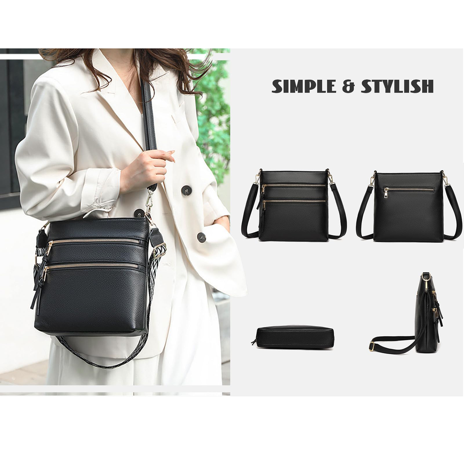 Large Genuine Leather Tote Crossbody Bag 6