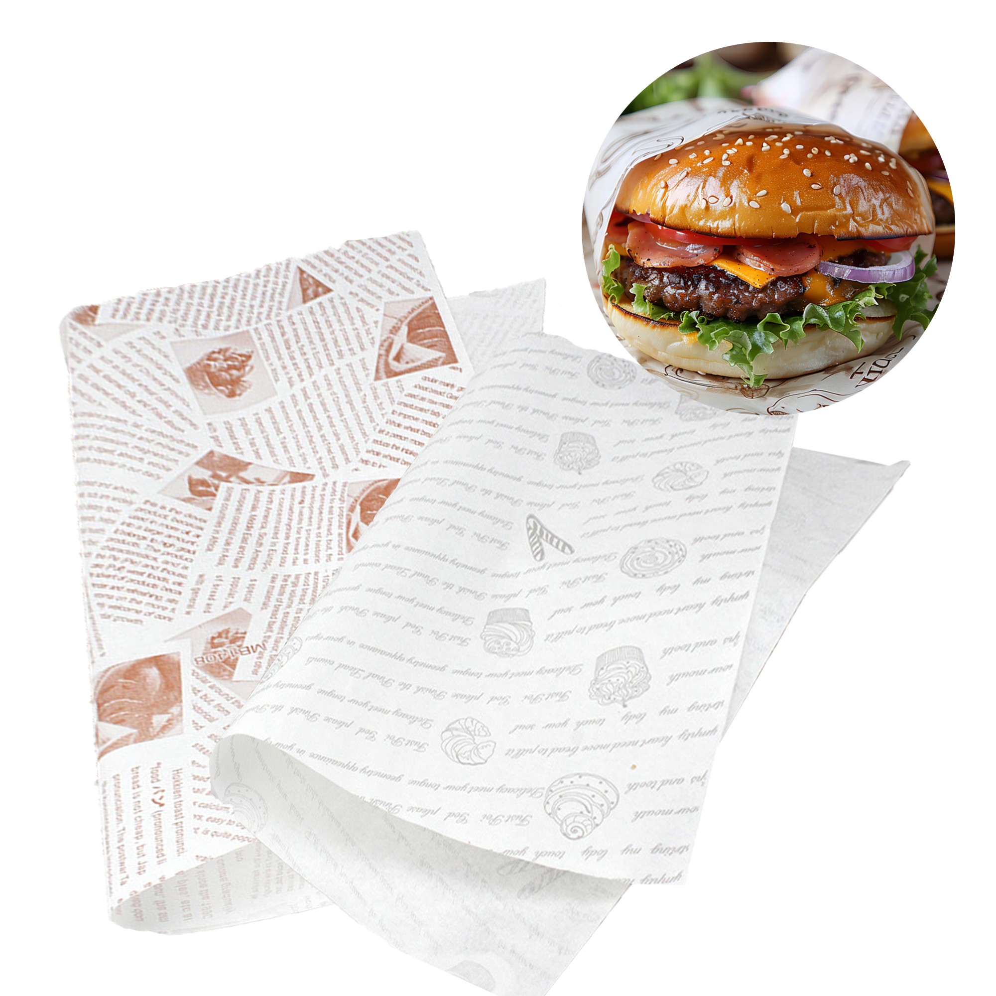 Hamburger Wrapper Paper MOQ 1000 2