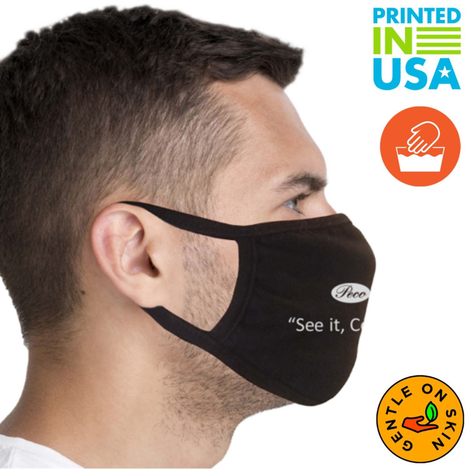 USA Printed 3 Layer Screen printed Cotton Face Mask, quick ship