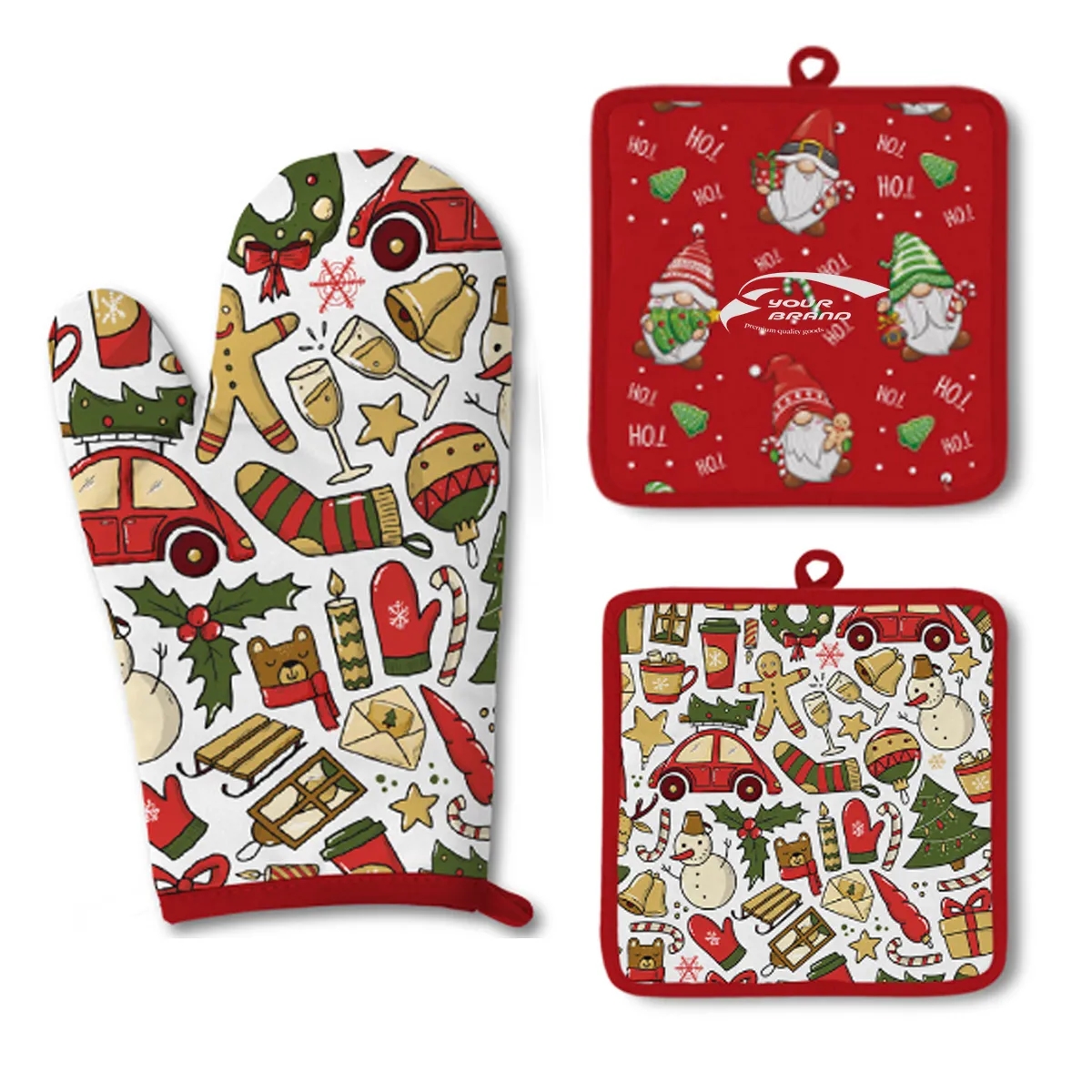 Christmas Heat Resistant Oven Mitts Suitable For Kitchen 3